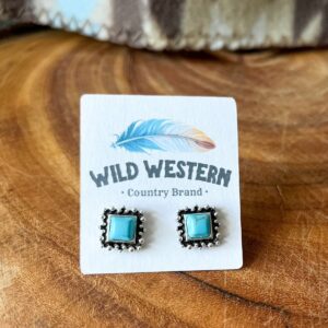 Brinco Quadrado com Turquesa