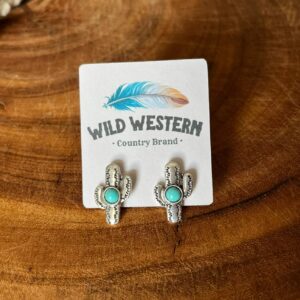 Brinco de Cactus com Turquesa