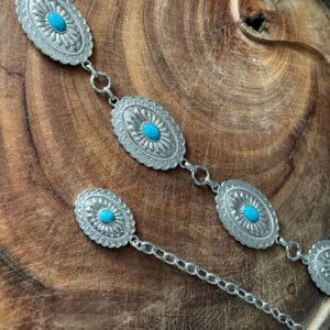 Cinto de Metal de Conchos com pedra Turquesa