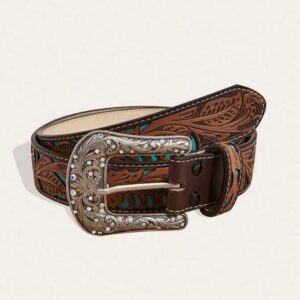 Cinto com detalhes em Turquesa e Strass